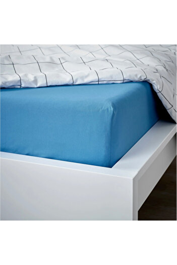 IKEA Fitted Sheet, Blue, 180X200 cm