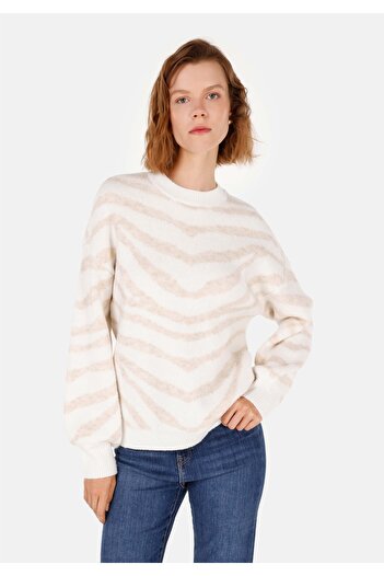 Colin's Regular Fit Round Neck Women's White Sweater