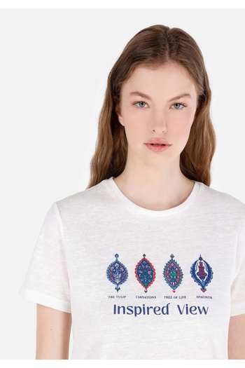 Colin's Γυναικείο Λευκό T-Shirt - Μανίκια