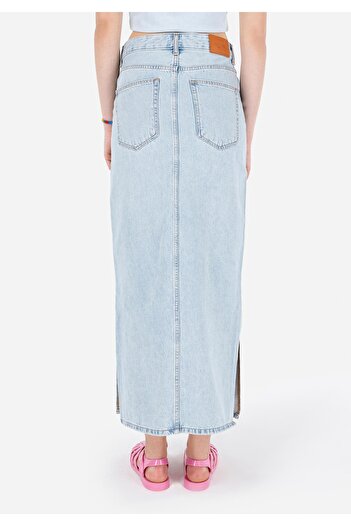 Colin's Slim Fit Straight Zippered Women's Blue Skirt