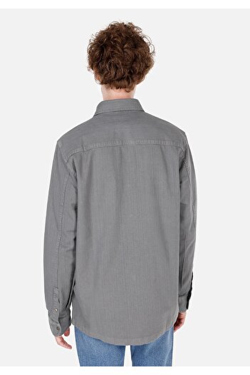 Colin's Comfort Fit Shirt Neck Plain Men's Gray Long Sleeve Shirt