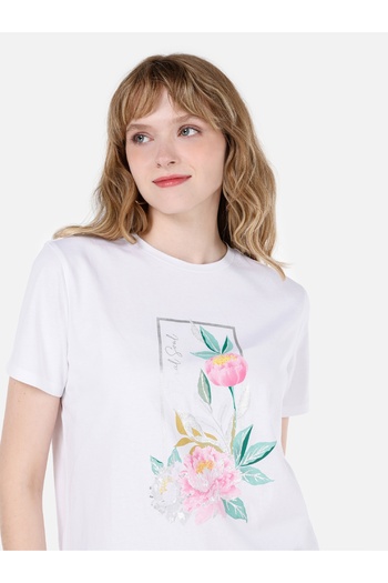 Colin's Tricou alb pentru femei - mâneci