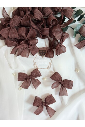 LAYLAEVENTS Linen Ribbon Ready Bow -20 Pieces-Coffee