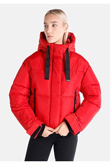 Colin's Regular Fit Hooded Inflatable Pocket Red Women's Coat