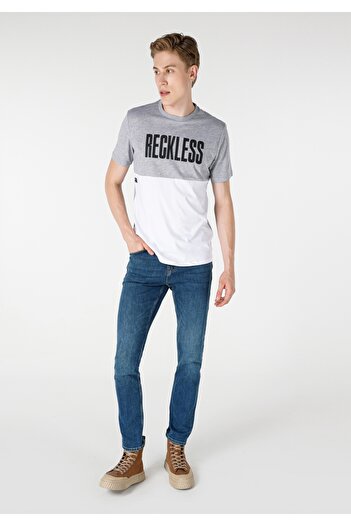 Colin's Regular Fit Bisiklet Yaka Baskılı Gri Erkek Kısa Kol Tişört