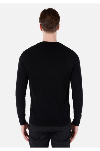 Colin's Regular Fit Round Neck Jacquard Men's Black Sweater