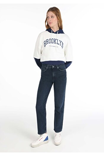 Colin's Straight Fit Yüksek Bel Düz Paça Kadın Koyu İndigo Jean Pantolon