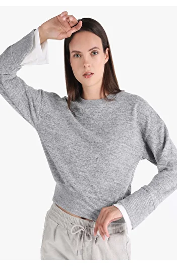 Colin's Gray Slim Fit Crew Neck Long Sleeve Women's T-Shirt