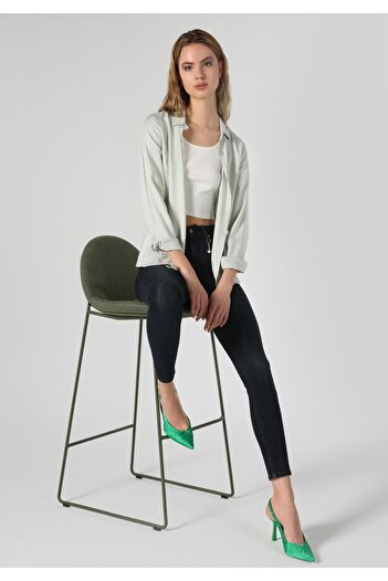 Colin's Regular Fit Shirt Neck Plain Women's Green Long Sleeve Shirt
