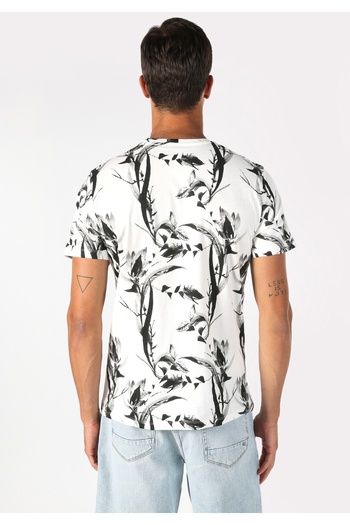 Colin's Regular Fit Round Neck Printed Men's White Short Sleeve T-Shirt