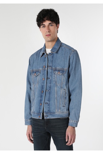 Colin's Ανδρικό μπλε μπουφάν Oversize Fit με κουμπιά χωρίς επένδυση