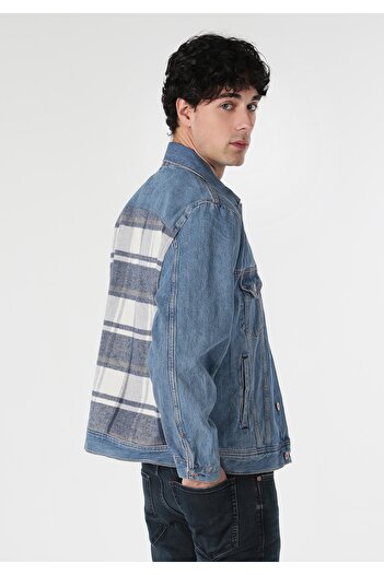 Colin's Ανδρικό μπλε μπουφάν Oversize Fit με κουμπιά χωρίς επένδυση