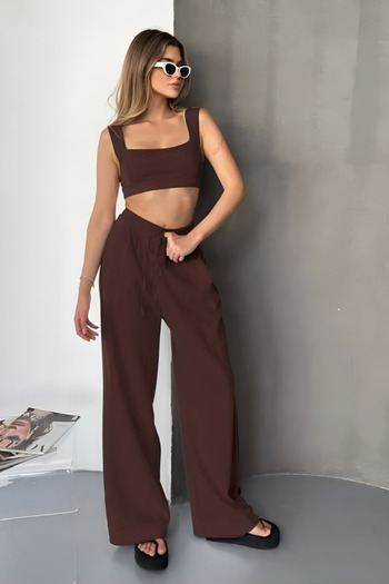 Feela Moda Women's Modal Woven Elastic Waist Palazzo Pants 2016