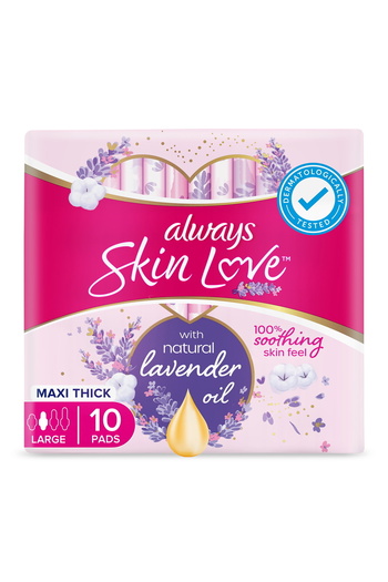 Always Skin Love Lavender Freshness Thick & Large Pads, 10pcs – Full Comfort