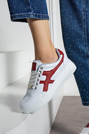 L.A Polo Beyaz Kırmızı Kadın Sneaker