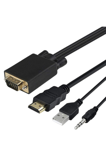 HOPE R Cablu convertor VGA tata la HDMI tata cu audio si USB, 3m, negru