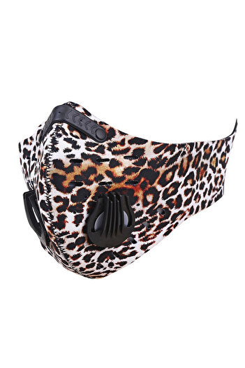HOPE R Set of 3 HOPE R leopard masks, with valves and anti-pollution activated carbon filter, reusable, for running