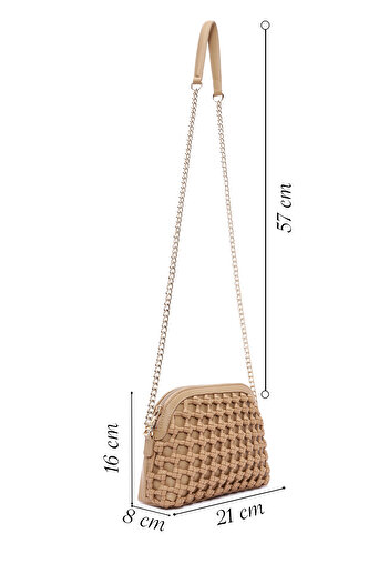 Derimod Women's Beige Knitted Patterned Long Strap Crossbody Bag 25Sbd 280829