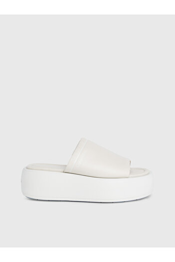 Calvin Klein Kadın Marka Logolu Platform Topuklu Yumuşak Nappa Deri Üst Kısımlı Kauçuk Tabanlı Rahat