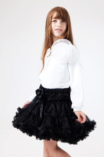 Le Mabelle Ecru Girl's Sweatshirt with Rose Accessories - Elisa