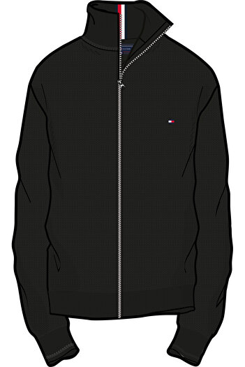 Tommy Hilfiger Men's Brand Logo Pure Organic Cotton Zippered High Collar Suitable for Daily Use