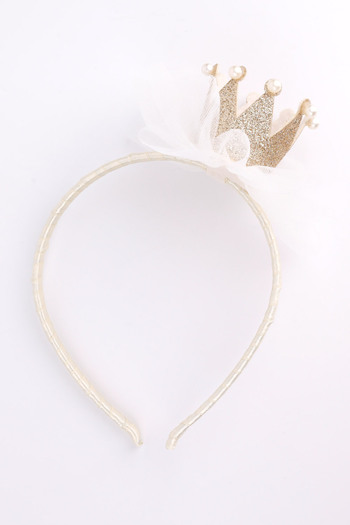 Le Mabelle Ecru Pearled Queen Tulle Girl's Crown