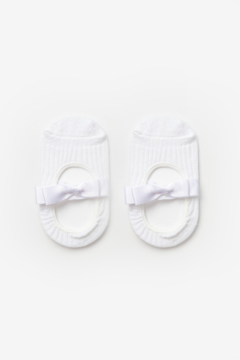 Le Mabelle Girl's White Bow Ballerina Socks