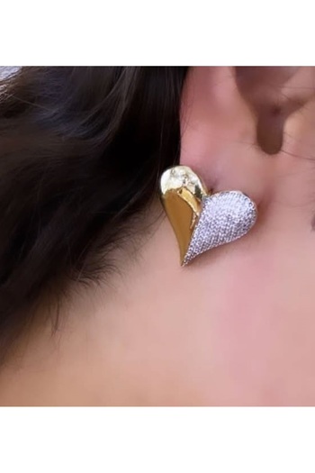 mos&more Gold Stone Heart Stylish Women's Earrings