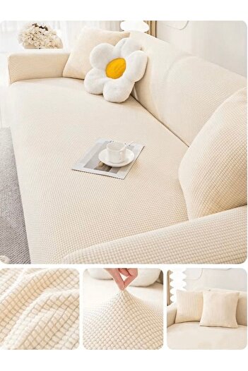 intil Koltuk Örtüsü Koltuk Kılıfı Likralı Streç Lastikli Esnek Kare Desen Üç Kişilik bir adet Sofa Cover