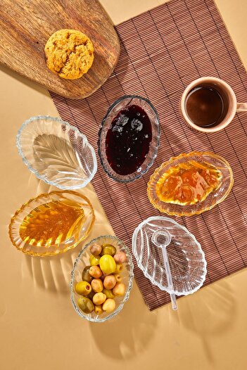 EMBazaar 6-Piece Glass Turkish Delight Bowl and Sauce Bowl Set - Coffee Side Treat Plate and Sugar Bowl