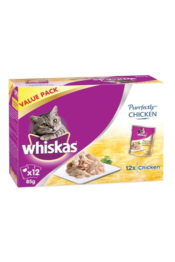 Whiskas Purrfectly Chicken Entree Wet Cat Food for Adult Cats 1+ Years Pack of 12 x 85 g