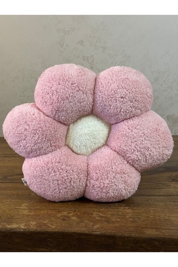 happyteks Pink Daisy Decorative Plush and Throw Pillow Cushion Pink-Ecru