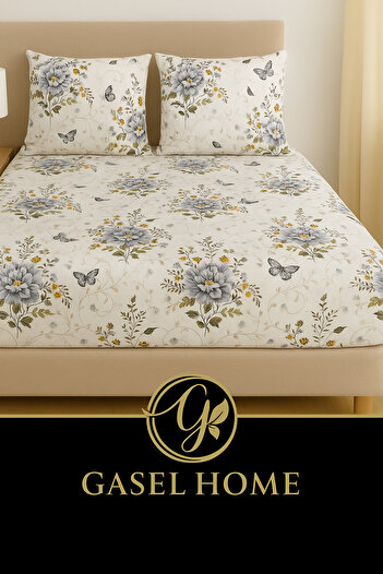 Gasel Home COTTON RANFORCE FABRIC DOUBLE PERSONAL RUBBER SHEET SET (160X200 & 180X200)