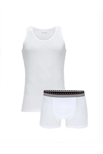 Pierre Cardin Men's White Singlet and Boxer Set of 2, Modal & Cotton & Lycra