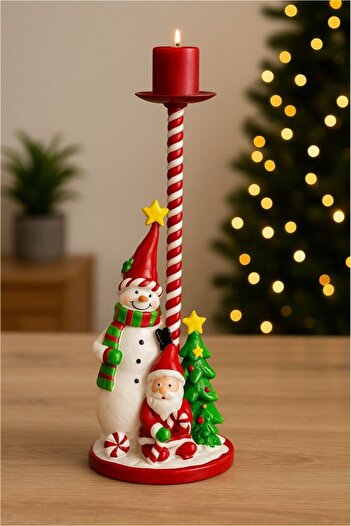 BeySüS Christmas Decorative Snowman Candle Holder Candlestick 27 cm