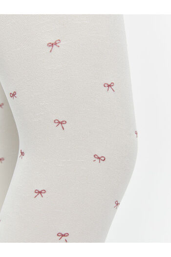 LC Waikiki Bow Printed Girl's Thin Pantyhose 2-Piece