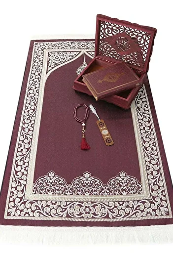 oludeniz Gift Box Islamic Deluxe Set with Quran Prayer Beads Prayer Mat Bookmark and Elegant Storage
