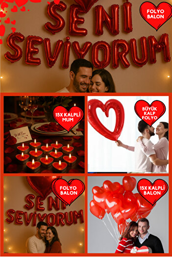 Baloncu Nene Red Heart Balloon Heart Candle I Love You Set Foil Balloon Marriage Proposal Marriage Anniversary