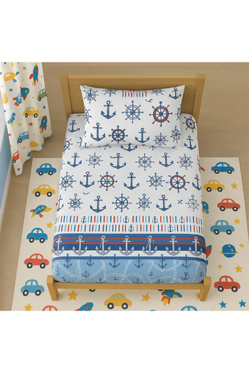 sehra Single Cotton Fitted Sheet + 1 Pillowcase Set Quality Durable Children's Pattern Set