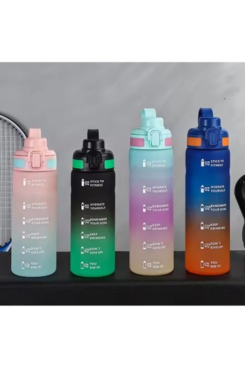 SUMAKA Sports Motivational Water Bottle 800 ml, Multicolor Tritan Time Marker Unisex Young/Adult Design
