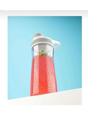HOLLYHOME Water Bottle, Water Container with Strainer, Plastic Water Bottle, Water Bottle, 730 ml Gray