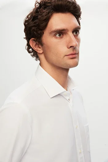 D'S Damat Ds Damat Regular Fit White Plain Shirt