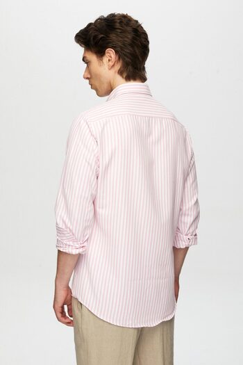 D'S Damat Ροζ ριγέ πουκάμισο Ds Damat Slim Fit