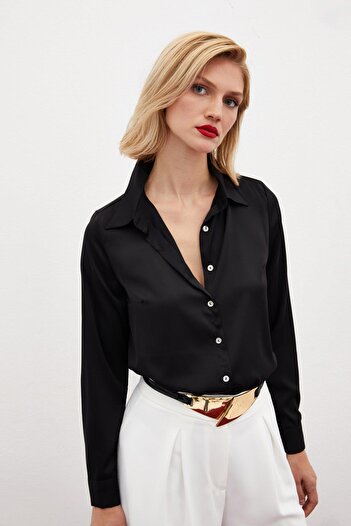 Sateen 987-2053 Düz Saten Gömlek