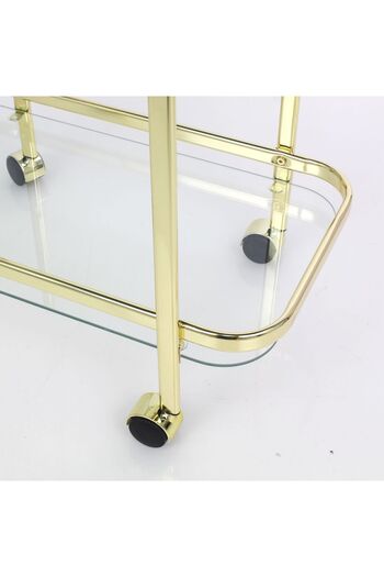 private house Taiwanese gold steel glass tea cart