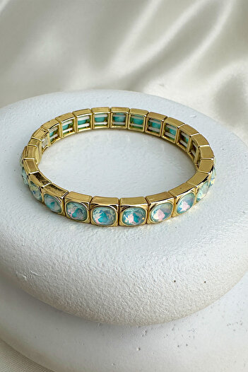 Modex Gold Color Special Series Round Stone Row Rubber Bracelet