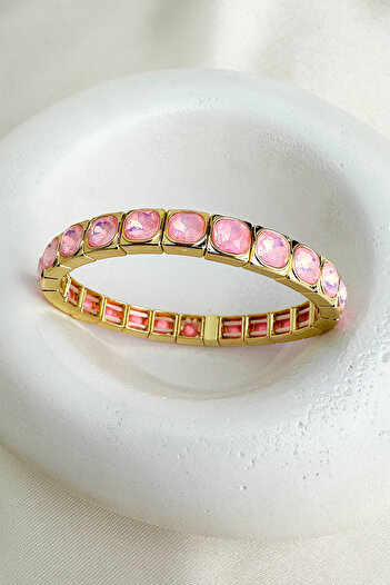 Modex Gold Color Special Series Round Stone Row Rubber Bracelet