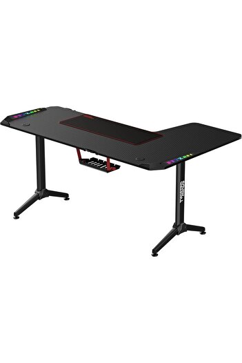 Twisted Minds Gaming Desk L-Shaped, 160 cm, Ergonomic Design, RGB Lights, Adjustable Height with Cup