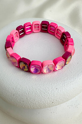 Modex Special Series Colorful Light up Rotating Stone Row Rubber Bracelet