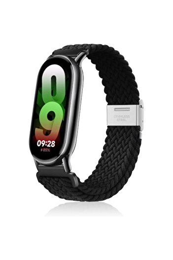General Store Curea din material textil impletit, compatibila cu Xiaomi Mi Band 8 / 8 NFC / 9 / 9 NFC, Negru